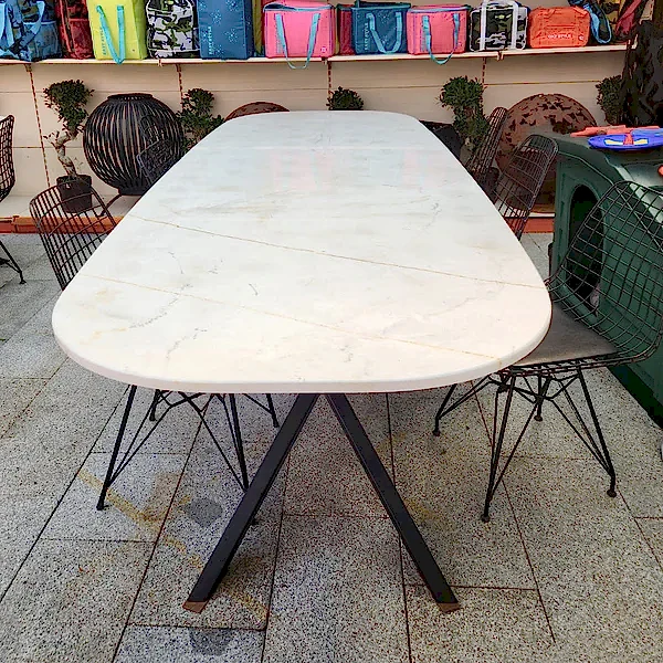 Moroccan Dolamite Mermer Masa Oval