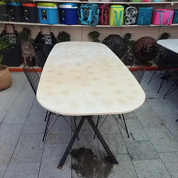 Moroccan White Mermer Masa Oval