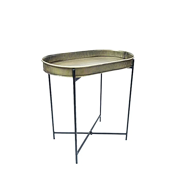 Standlı Oval Tepsili Sehpa Altın Rengi