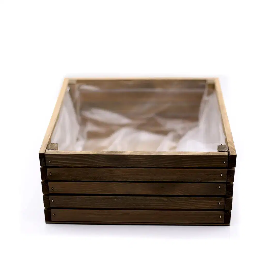 Ahşap Kahverengi Saksı Küçük Boy