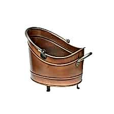 Ayaklı Odun Kovası Bakır Küçük Boy Bakır