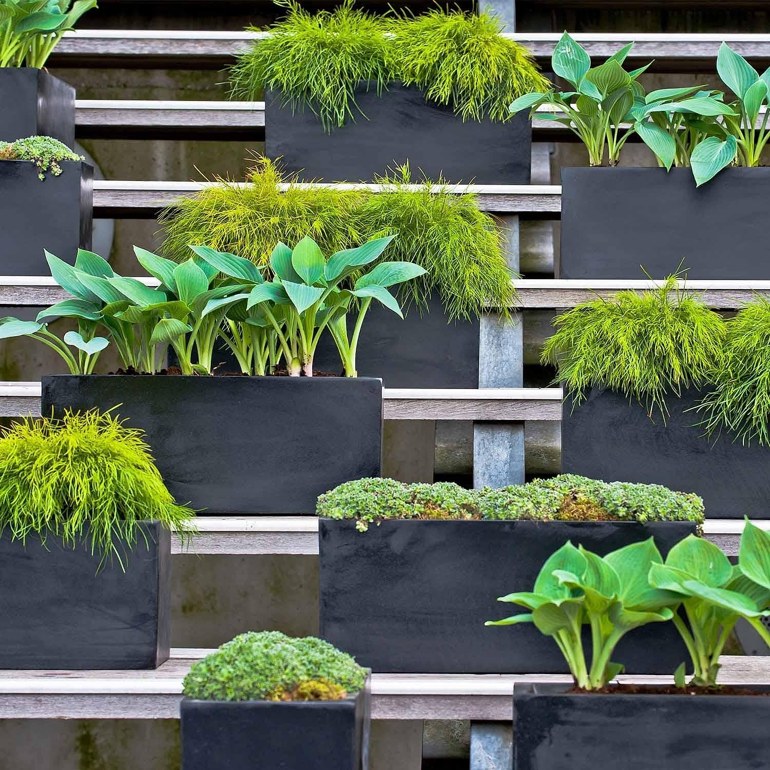 Balcony M Siyah Fiberstone Saksı