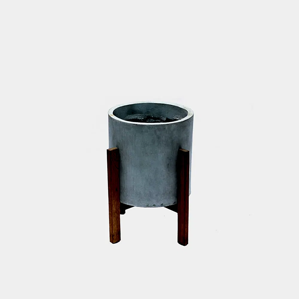 Berlin Ayaklı Yuvarlak Saksı S Gri