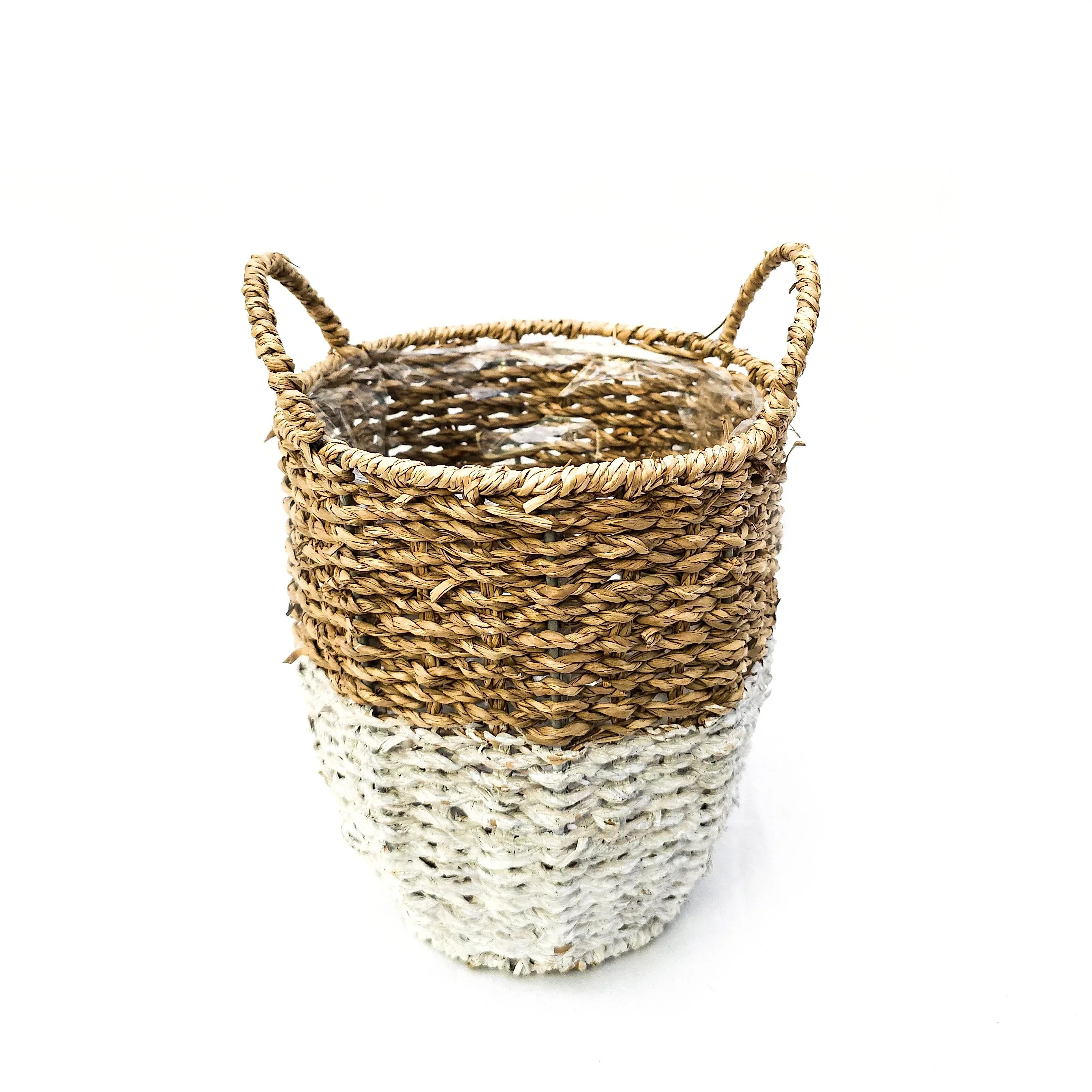 Çift Renkli Hasır Sepet