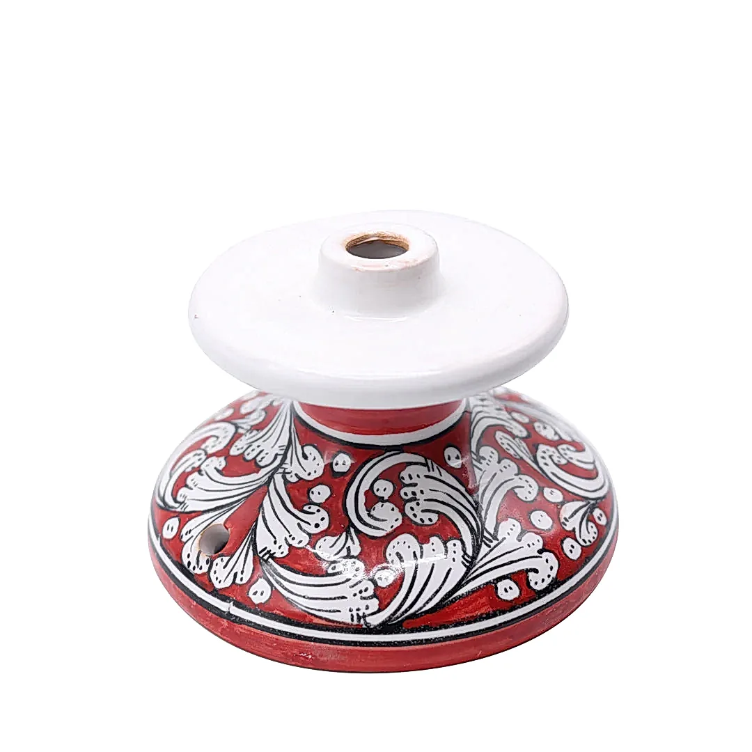 Dekoratif Kozalak Kırmızı İşlemeli 30 cm Beyaz