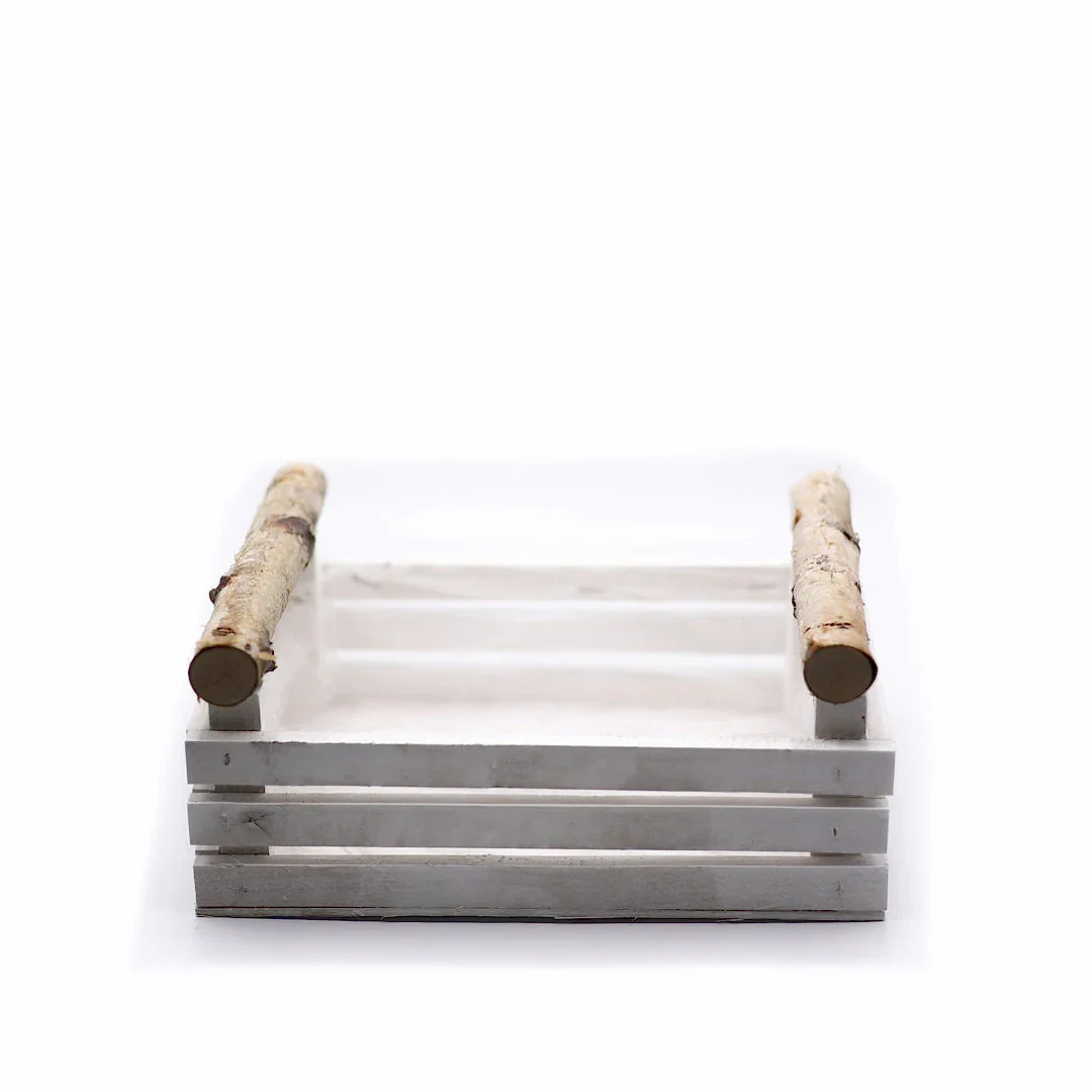 Dikdörtgen İkili Ahşap Beyaz Kasa