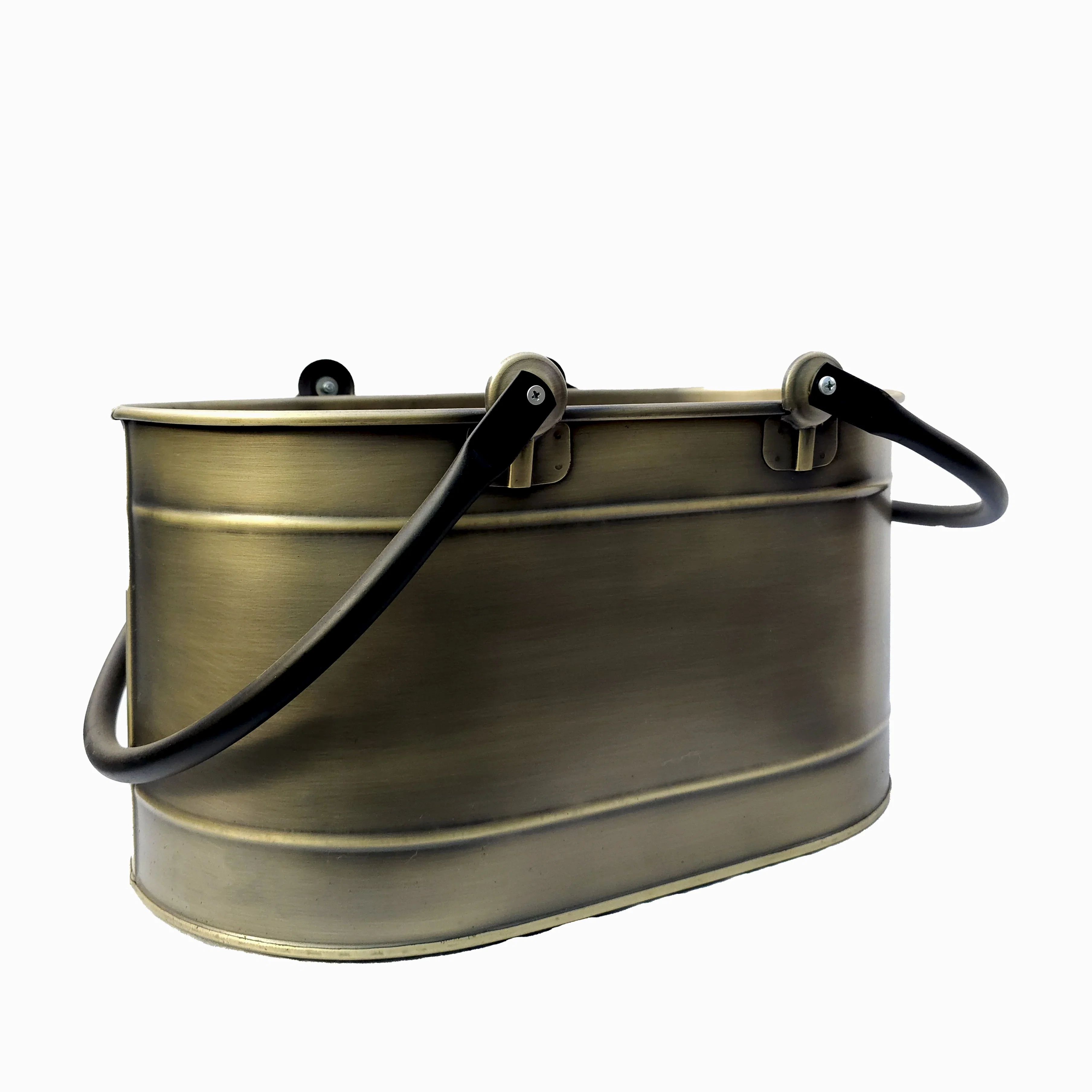 Gold Kaplama Çift Boru Kulplu Oval Odun Kovası