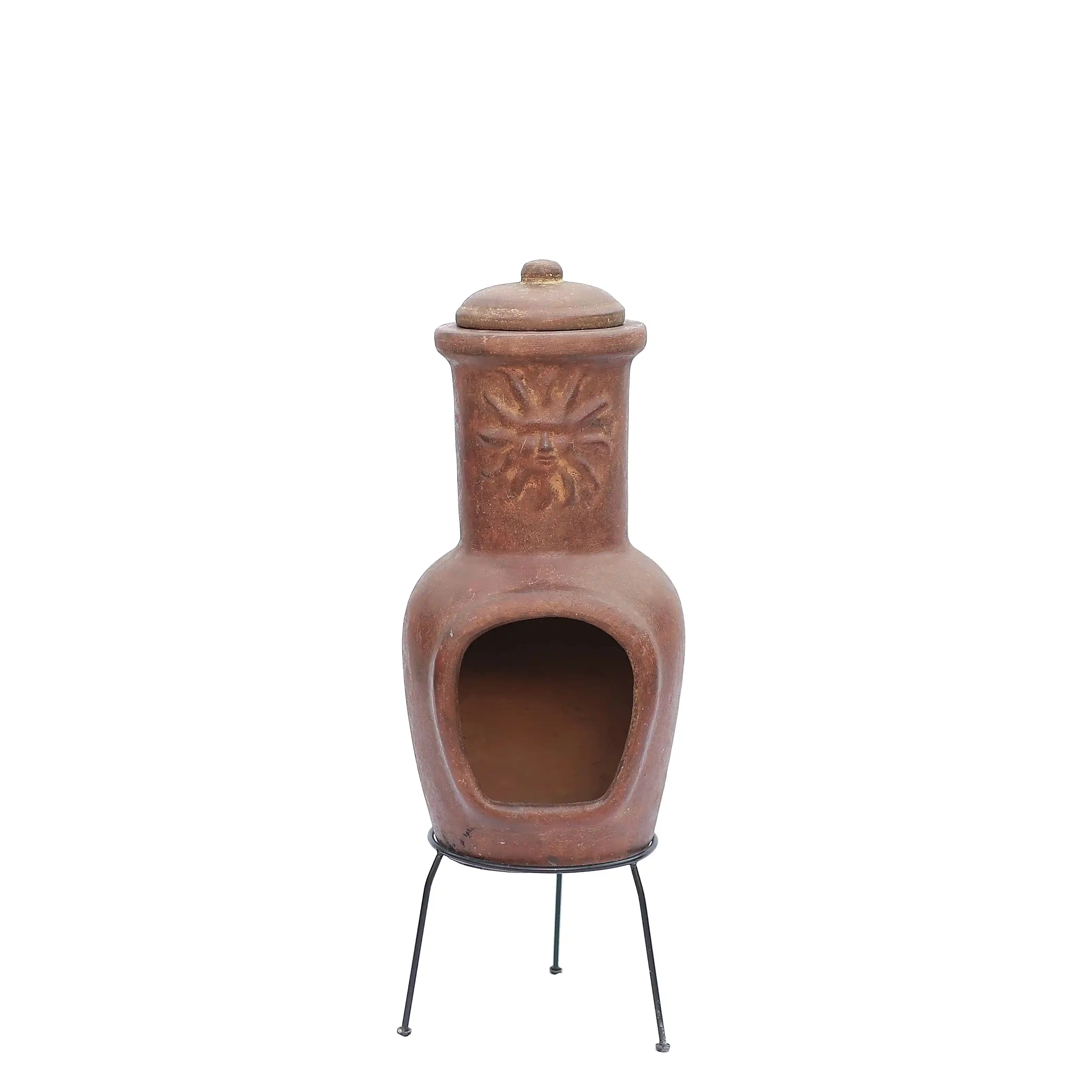 Güneş Motifli Küçük Chimenea Kırmızı