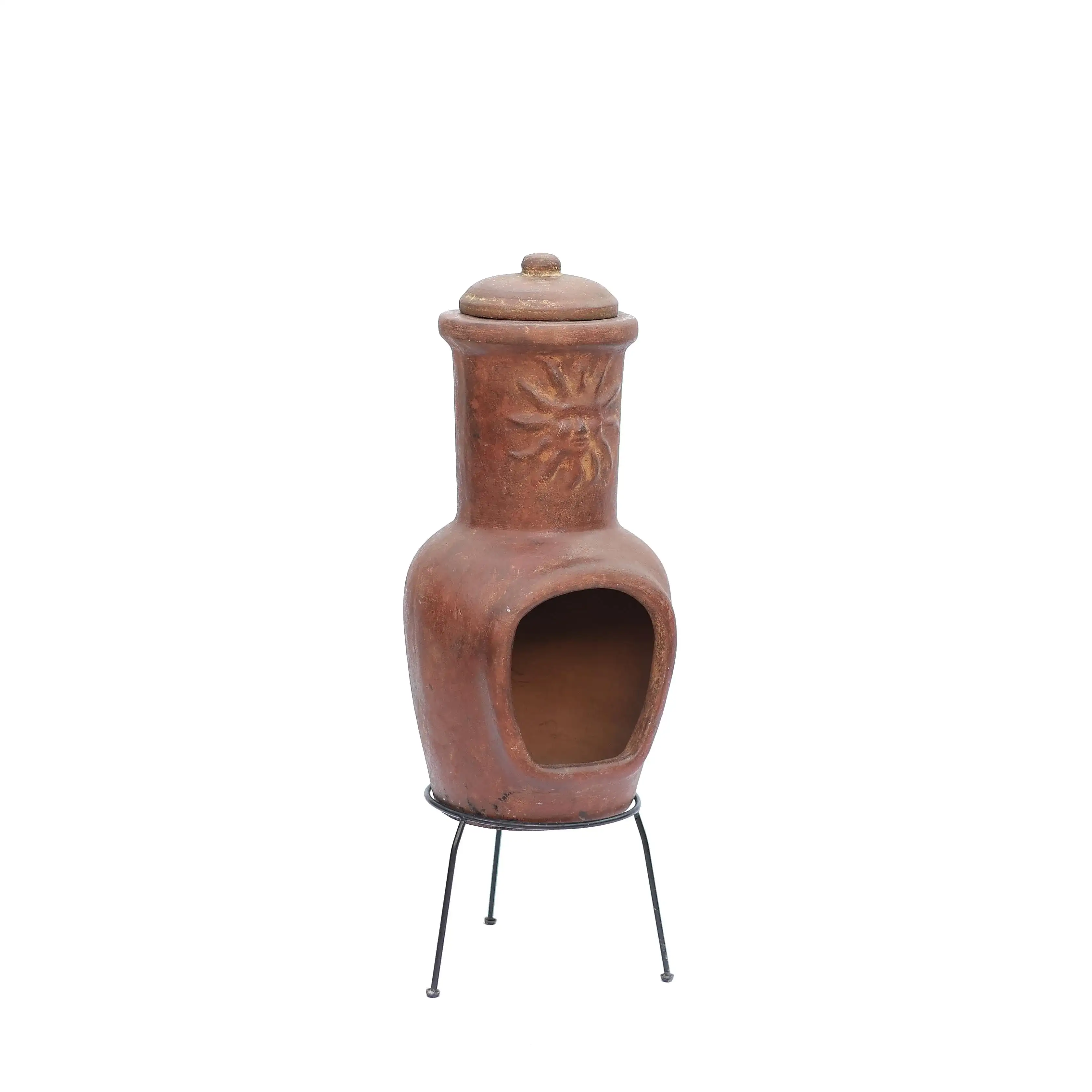 Güneş Motifli Küçük Chimenea Kırmızı