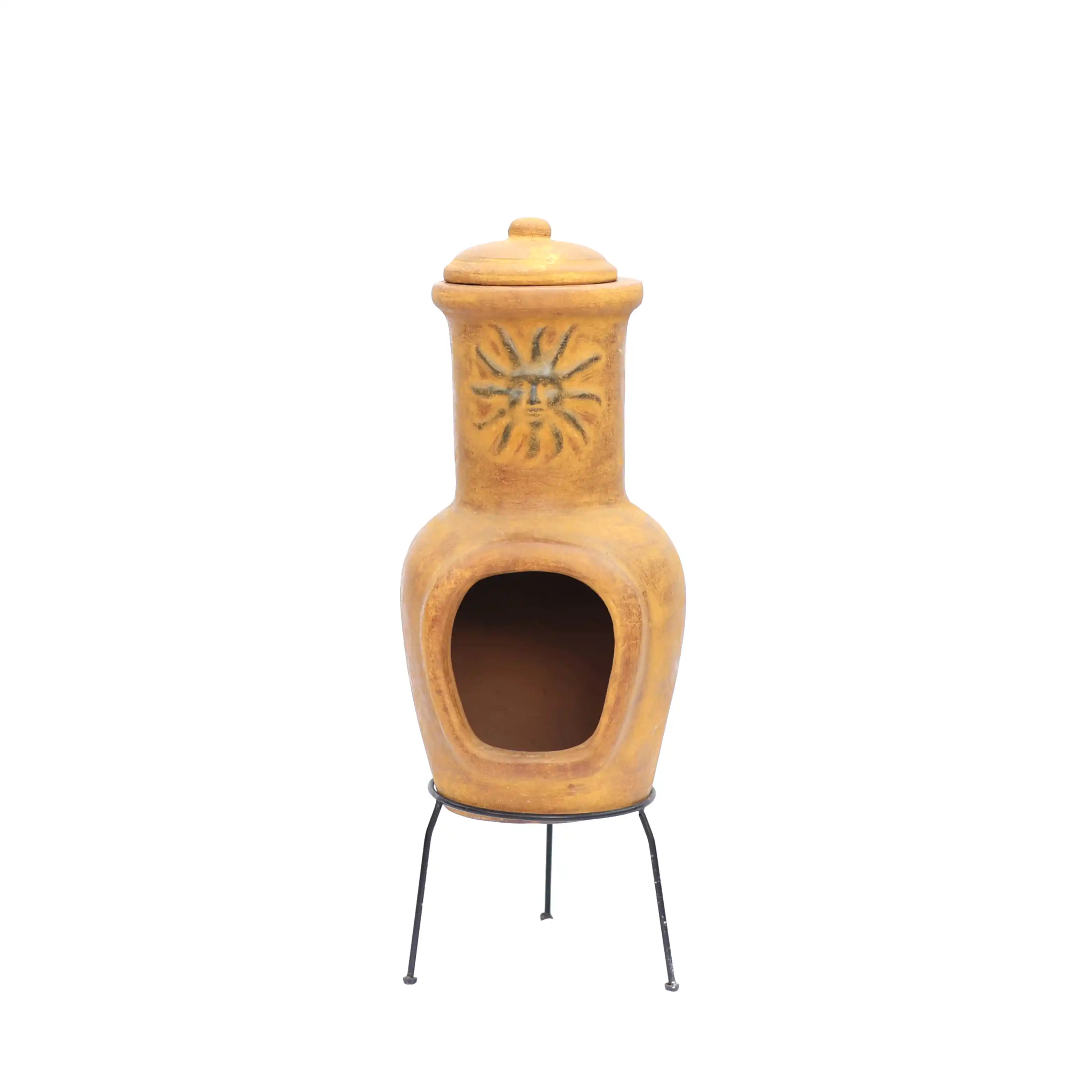Güneş Motifli Küçük Chimenea Sarı