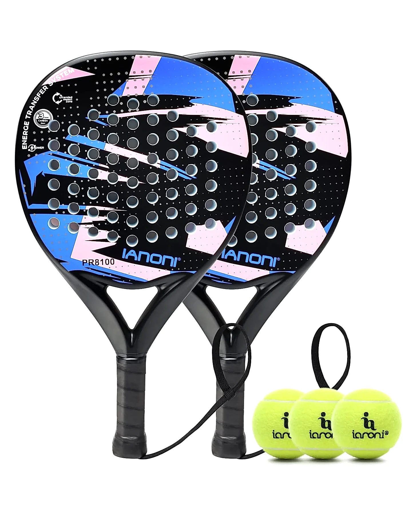 Karbon Fiber Padel Raketi – Mavi-Pembe