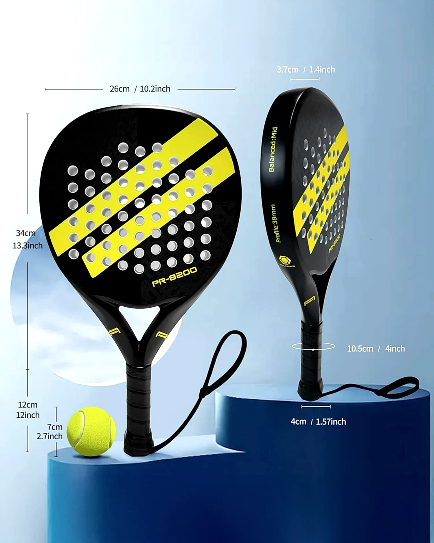 Karbon Fiber Padel Raketi – Sarı