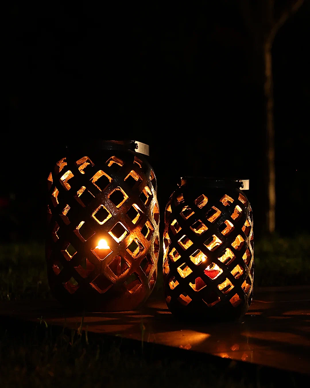 Lantern Bronz Büyük Boy Mumluk Bronz