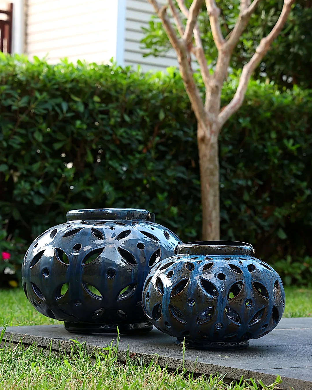 Lantern Mavi Büyük Boy Mumluk