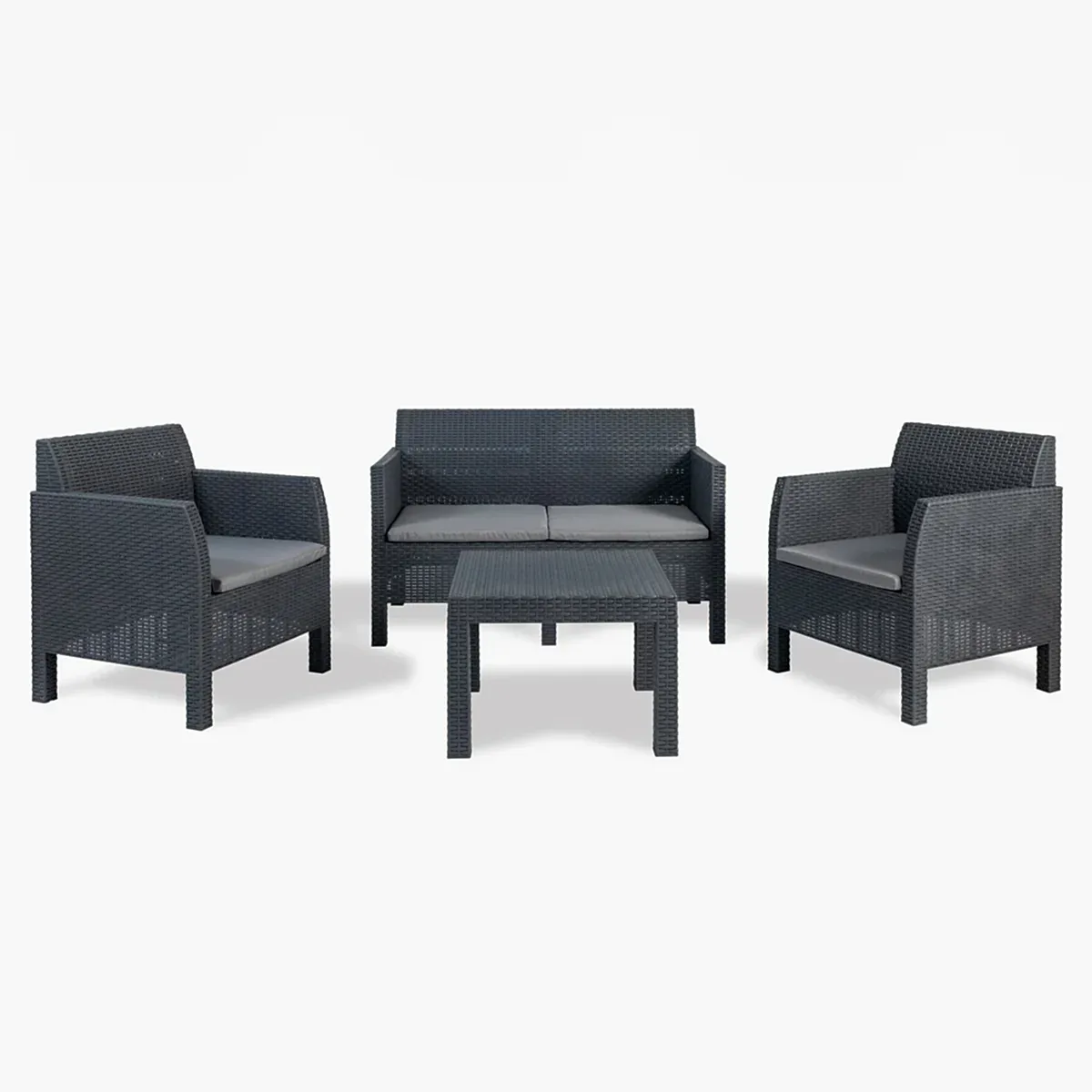 Matilde 4 Kişilik Rattan Oturma Grubu Antrasit