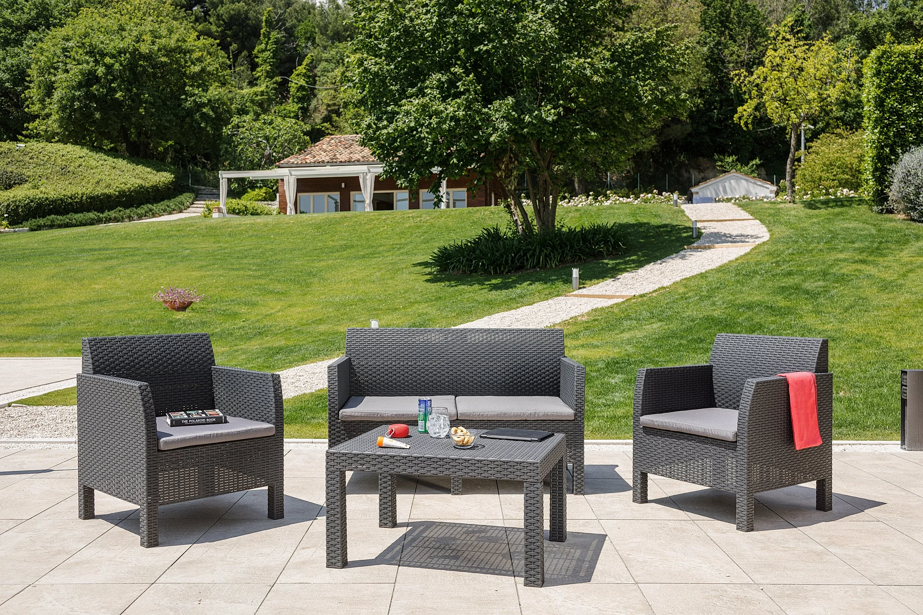 Matilde 4 Kişilik Rattan Oturma Grubu Antrasit