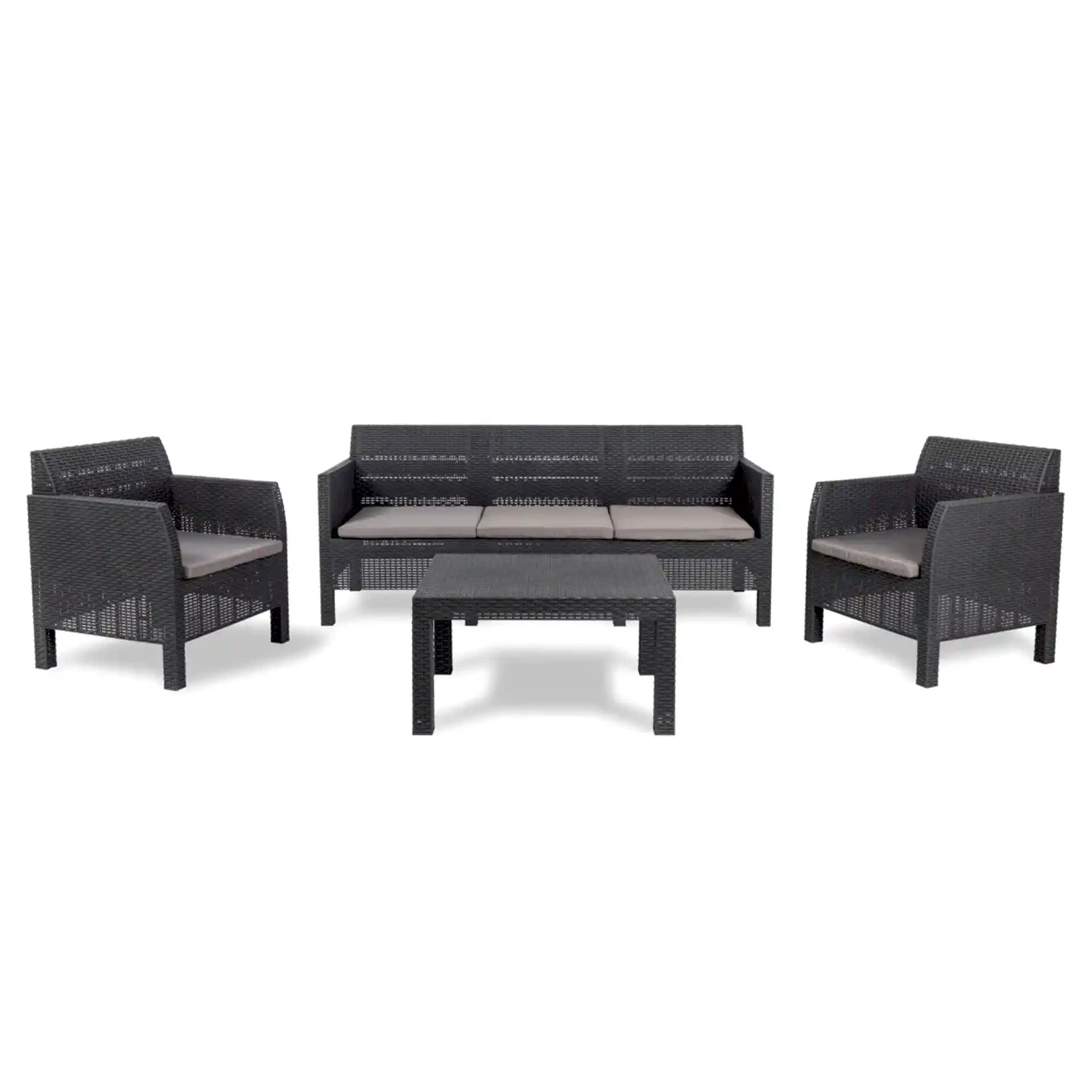 Matilde 5 Kişilik Rattan Siyah Oturma Grubu