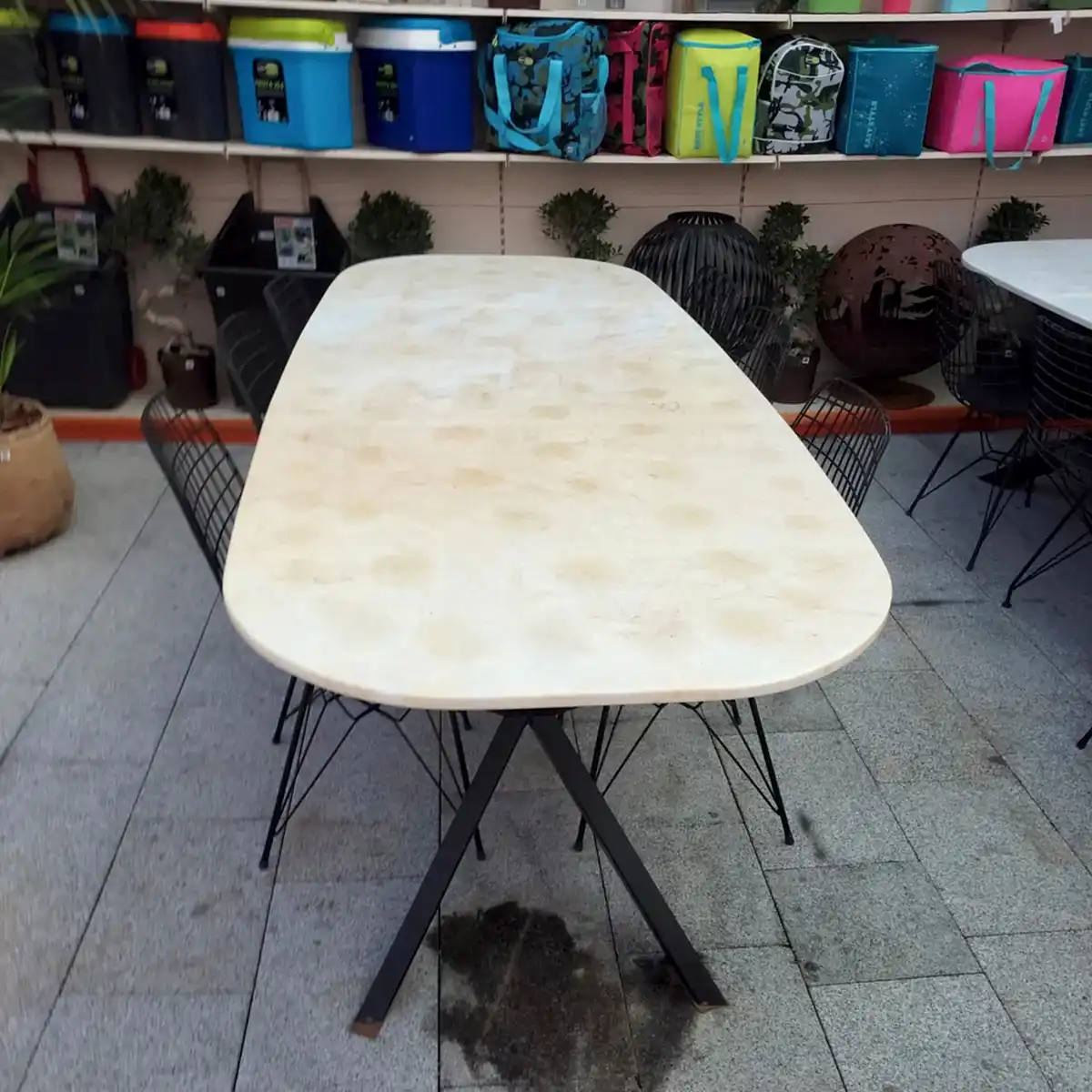 Moroccan White Mermer Masa Oval