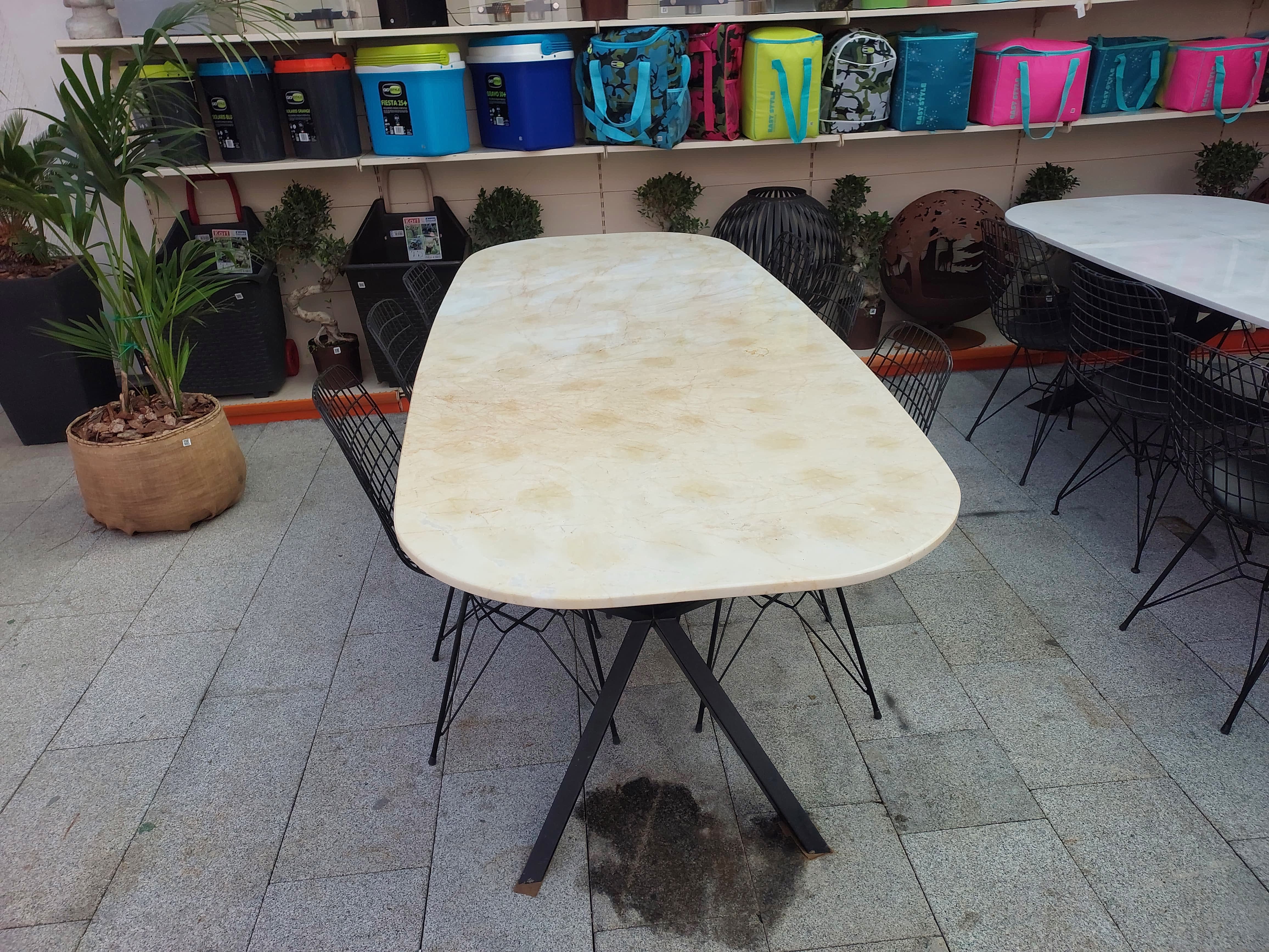 Moroccan White Mermer Masa Oval