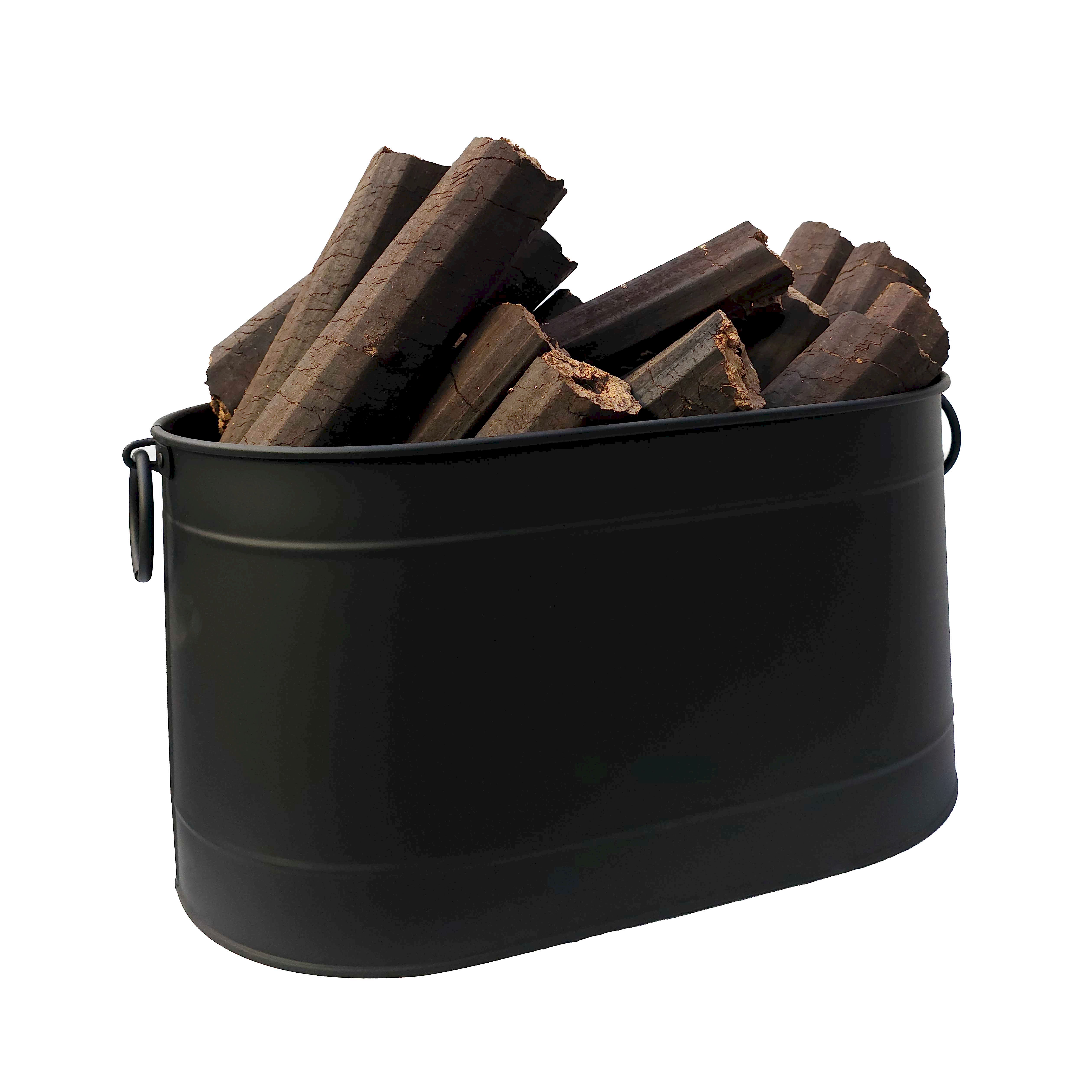 Sallanır Kulplu Oval Odun Kovası Siyah