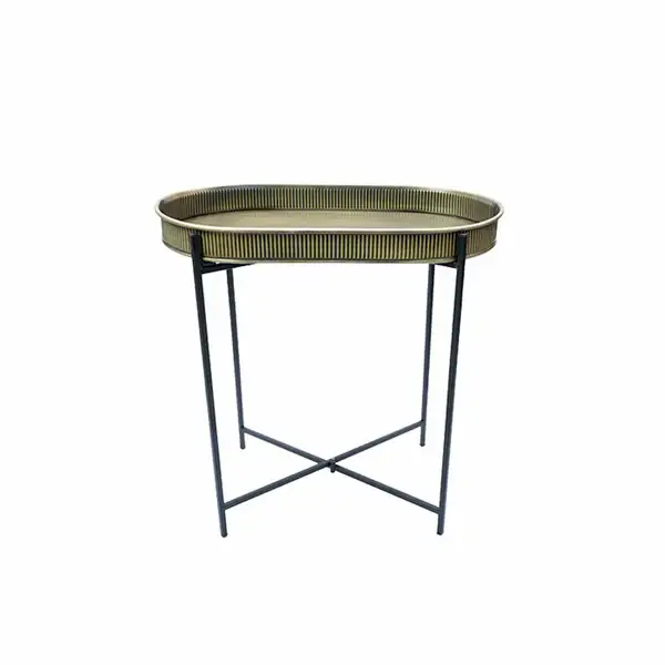 Standlı Oval Tepsili Sehpa Altın Rengi