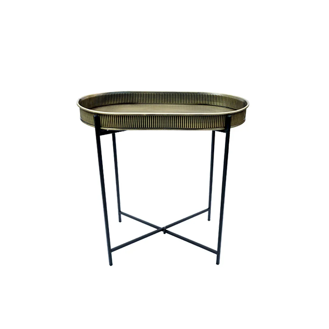 Standlı Oval Tepsili Sehpa Altın Rengi