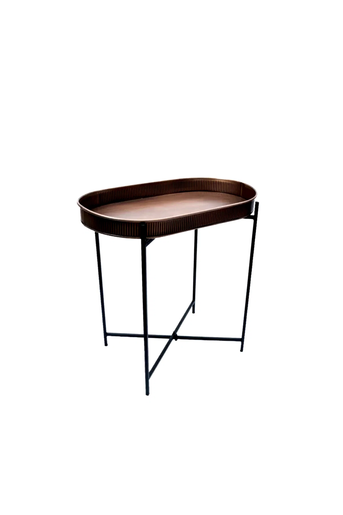 Standlı Oval Tepsili Sehpa Bakır