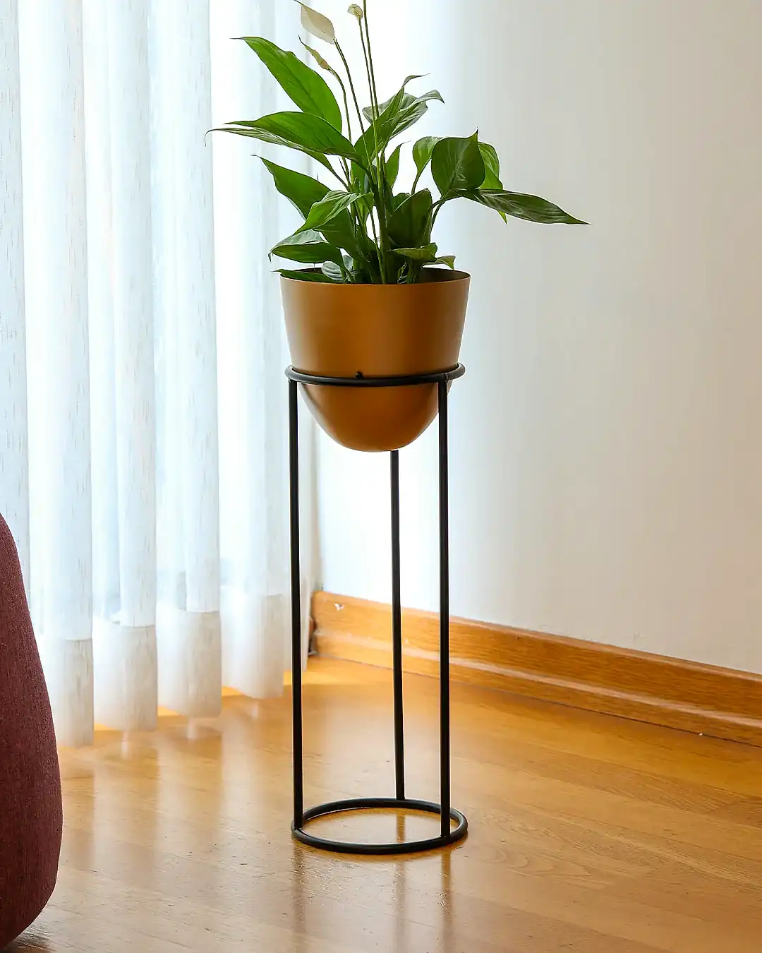 Summus Metal Ayaklı Saksı Büyük Boy Bronz